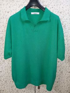 knitted cool summer Essentials open collar knit te