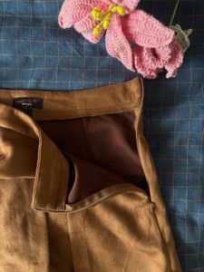 Tan Suede Skort, built in shorts, side zipper
