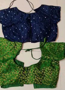 Designer Blouse Set - Navy & Green