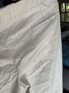 Men's Beige Linen Blend Trousers