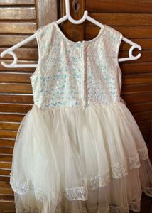 Girls' white Sequin Party Dress