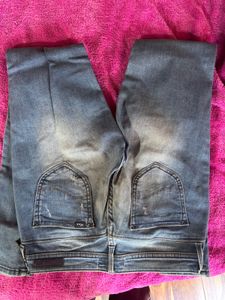 Distressed Patchwork Blue Denim Jeans
