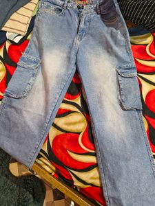 Light Wash Cargo Jeans