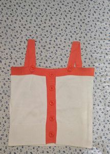 Coral &amp; White Button-Up Tank Top