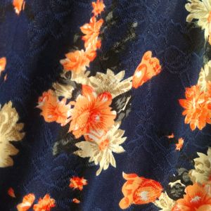 Blue And Peach Floral Print Western Top XXL Size