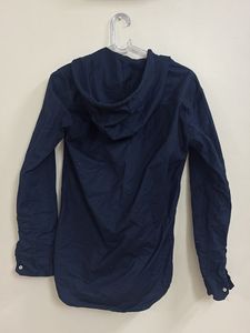 premium  Navy Blue Hooded Shirt