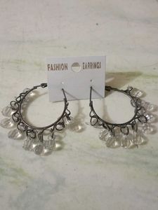 Bohemian Hoop Earrings with Crystal Charms