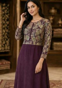 Elegant Floral Print Anarkali Gown