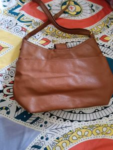 Brown Faux Leather Hobo Bag