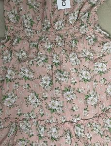 Pink Floral Off-Shoulder Smocked Dress