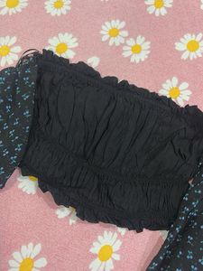 ANI Clothing Chic Off-Shoulder Floral Sleeve Top