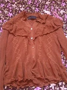 Brown Button-Up Knit Cardigan