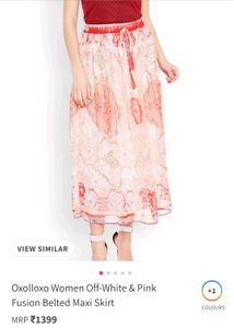 ✅ Cute Peach Flared A-line Midi Skirt 🔥