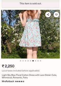 Light Sky Blue Floral Cotton Dress