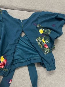 Embroidered Teal Co-ord Set