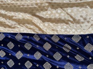 Elegant Navy Blue Velvet saree with Gold Embellish