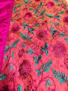 Vibrant Magenta Embroidered half saree model