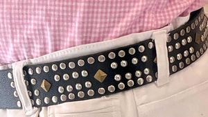 Being Human Studded Black Belt with Silver Buckle