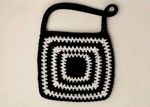 Crocheted Black & White Shoulder Bag