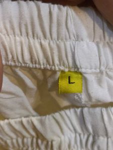 Comfortable Offwhite Palazzos with Lace Trim