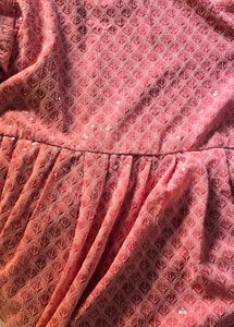 Elegant Pink Sequined Chikankari Kurta
