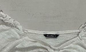 Ztudio Lily White Ruffle Trim Top