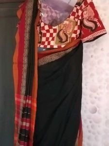 GentlyUsedElegantKhadiCottonSaree-StichedBl