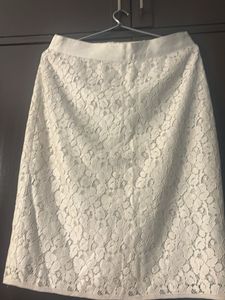 Elegant White Lace Midi Skirt