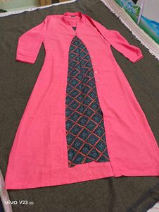 New Soch Pink Front-Open Coat Style Kurti