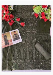 Elegant Olive Green Embroidered Kurta Set