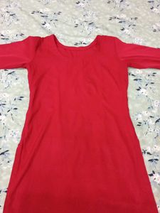 Red Long Sleeve Casual Dress