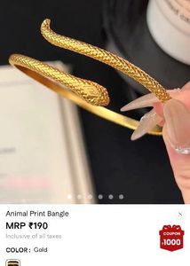 Gold-Tone snake Print Bangle