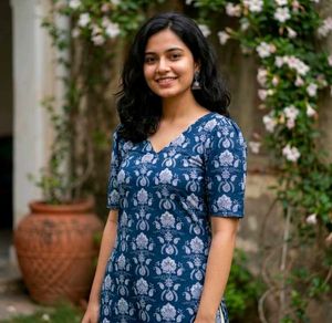 Beautiful Navy Blue Printed Kurta