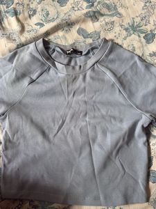 Light Blue Cropped Raglan T-Shirt