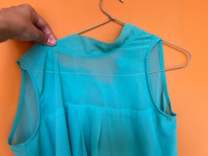High Neck Sea Green Top