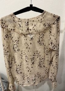 Chic Ruffle Blouse with Animal Print