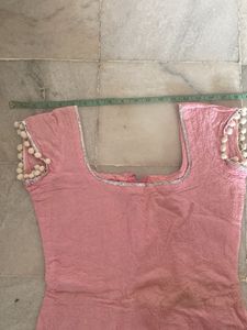 Pink Pom-Pom Kurti With Back Zip