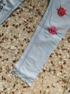 Cute Cartoon Patch Jeans for Women