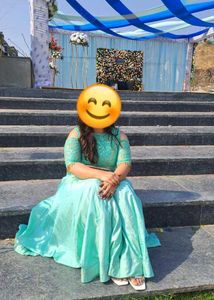 Aqua Blue Heavy Silk Gown