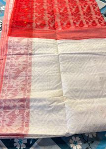 Red &amp; White Dhakai Jamdani Saree