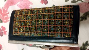 Embroidered Clutch with Metallic Clasp