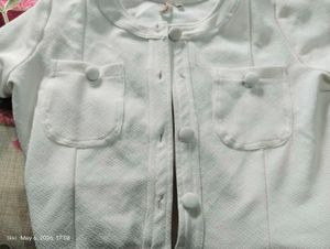 White Textured Cropped Jacket