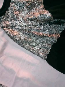 Sequin Shoulder Long Sleeve Top