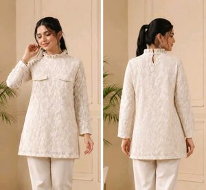 Elegant Lace Kurta with High Neck