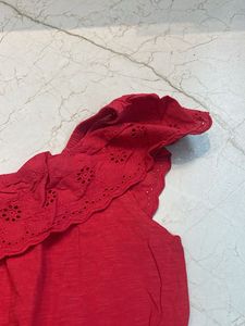 red cute top off shoulder