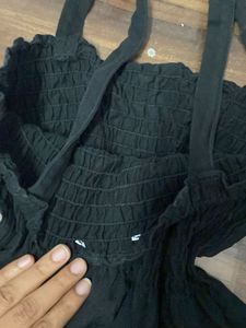 Black Smocked Camisole Top