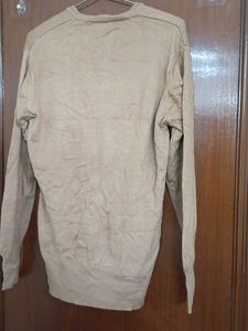 Men's Beige V-Neck Sweater