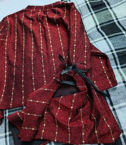 Sparkly Bell Sleeve Red Top