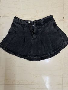 Black Denim Skater Skirt