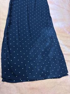Navy Blue Polka Dot Kurta with black legging